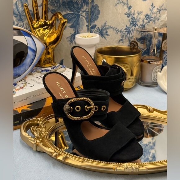 🆕 KURT GEIGER LONDON 🧿 NWOT Mayfair High Mule Buckle Dress Sandal - Sz 37 US 7 - Picture 14 of 16